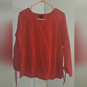 Chic Red Women's Blouse with Tie Sleeves